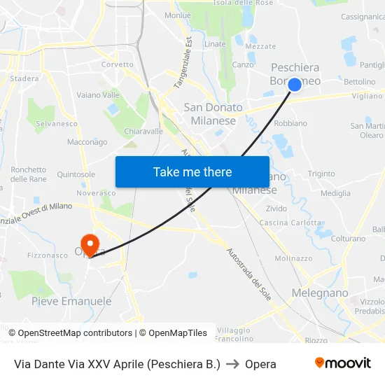Via Dante Via XXV Aprile (Peschiera B.) to Opera map