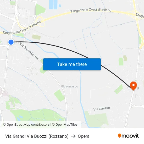 Via Grandi Via Buozzi (Rozzano) to Opera map