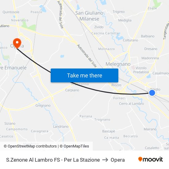 S.Zenone Al Lambro FS - Per La Stazione to Opera map