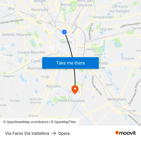 Via Farini Via Valtellina to Opera map