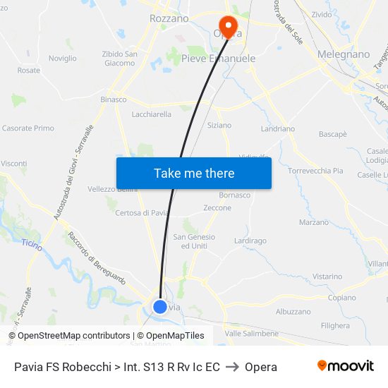 Pavia FS Robecchi > Int. S13 R Rv Ic EC to Opera map