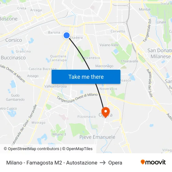 Milano - Famagosta M2 - Autostazione to Opera map