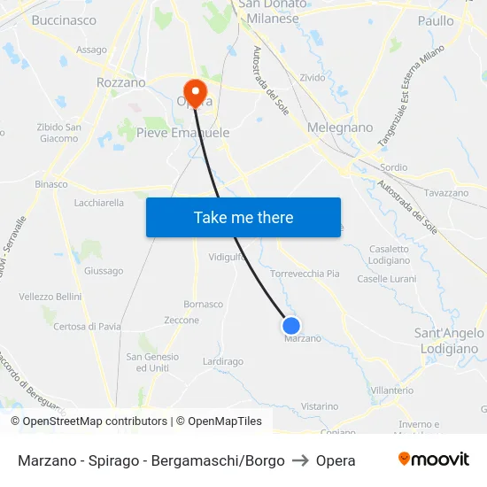 Marzano - Spirago - Bergamaschi/Borgo to Opera map