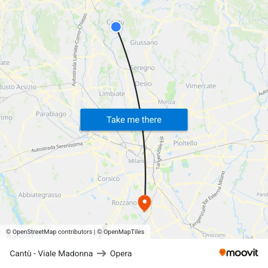 Cantù - Madonna Avenue to Opera map
