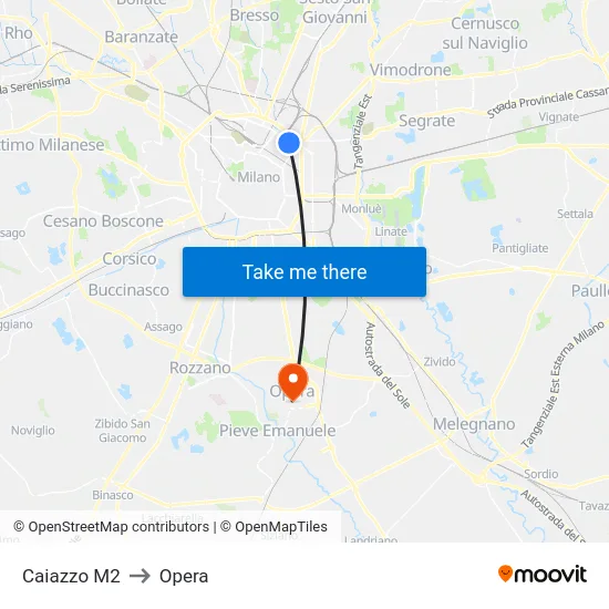 Caiazzo M2 to Opera map