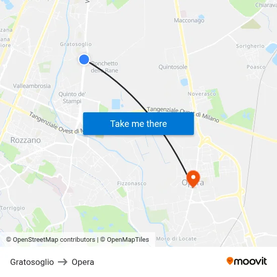 Gratosoglio to Opera map