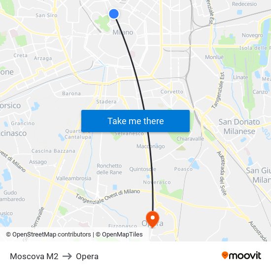 Moscova M2 to Opera map