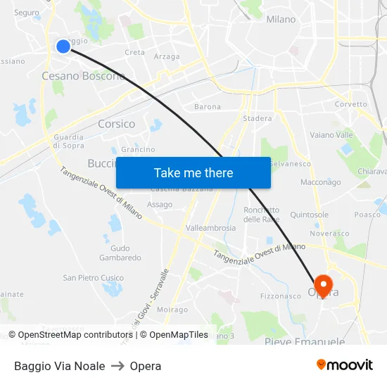 Baggio Via Noale to Opera map
