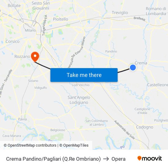Crema Pandino/Pagliari (Q.Re Ombriano) to Opera map