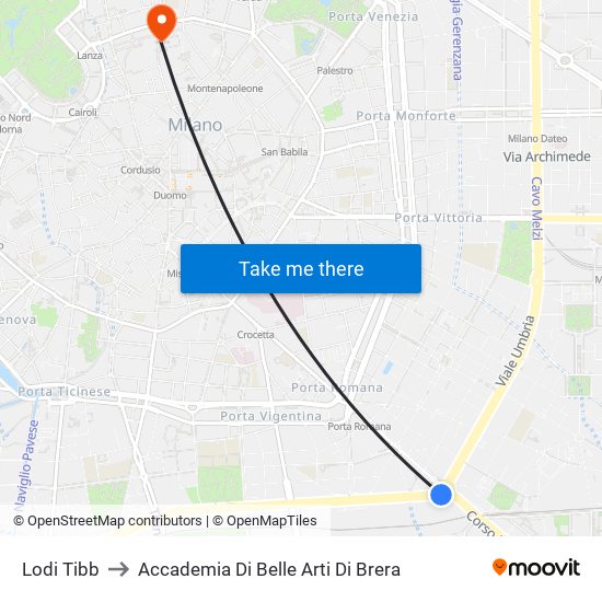 Lodi Tibb to Accademia Di Belle Arti Di Brera map