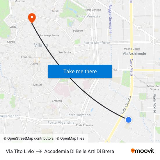 Via Tito Livio to Accademia Di Belle Arti Di Brera map