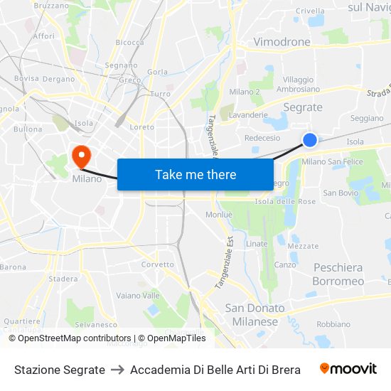 Stazione Segrate to Accademia Di Belle Arti Di Brera map