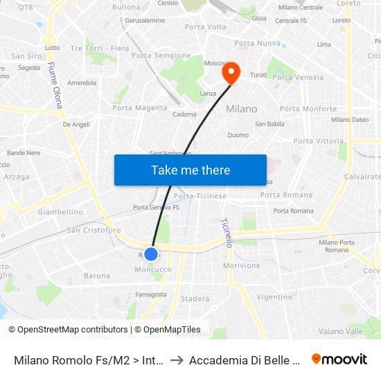 Milano Romolo Fs/M2 > Interscambio S9 to Accademia Di Belle Arti Di Brera map