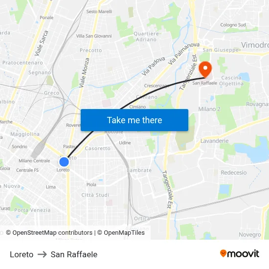 Loreto to San Raffaele map