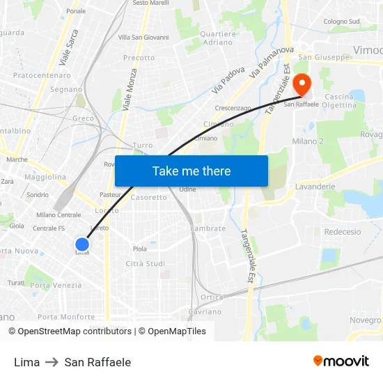 Lima to San Raffaele map