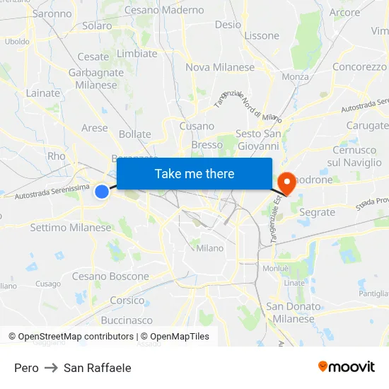 Pero to San Raffaele map