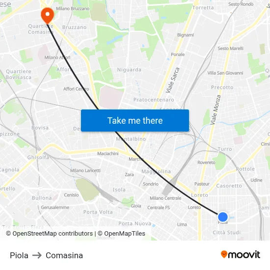 Piola to Comasina map
