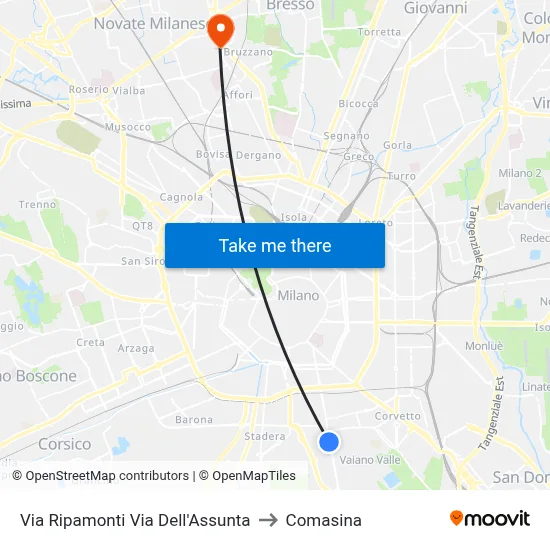Via Ripamonti Via Dell'Assunta to Comasina map