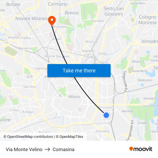 Via Monte Velino to Comasina map