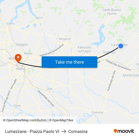Lumezzane - Piazza Paolo VI to Comasina map