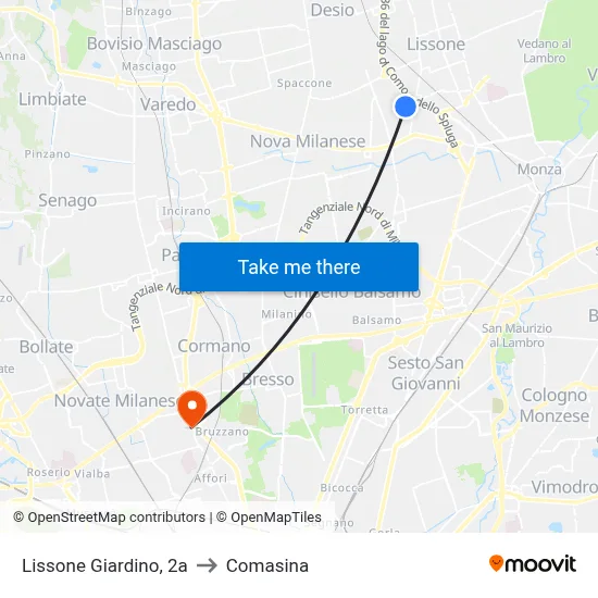 Lissone Garden, 2a to Comasina map