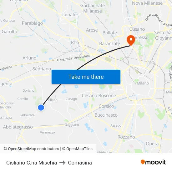 Cisliano C.na Mischia to Comasina map