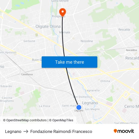 Legnano to Fondazione Raimondi Francesco map