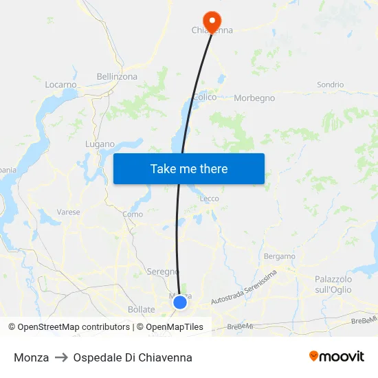 Monza to Ospedale Di Chiavenna map