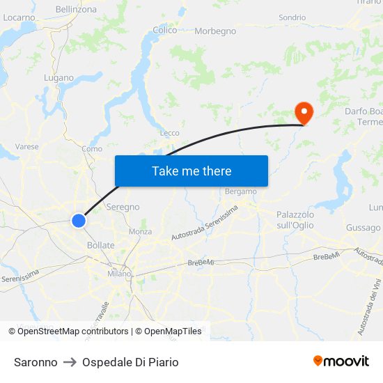 Saronno to Ospedale Di Piario map
