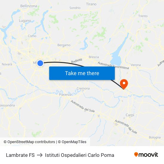 Lambrate FS to Istituti Ospedalieri Carlo Poma map