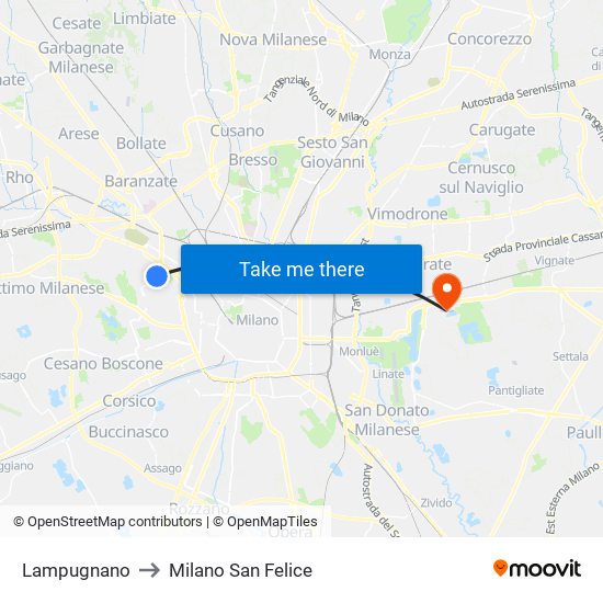 Lampugnano to Milano San Felice map