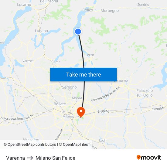 Varenna to Milano San Felice map