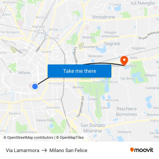 Via Lamarmora to Milano San Felice map