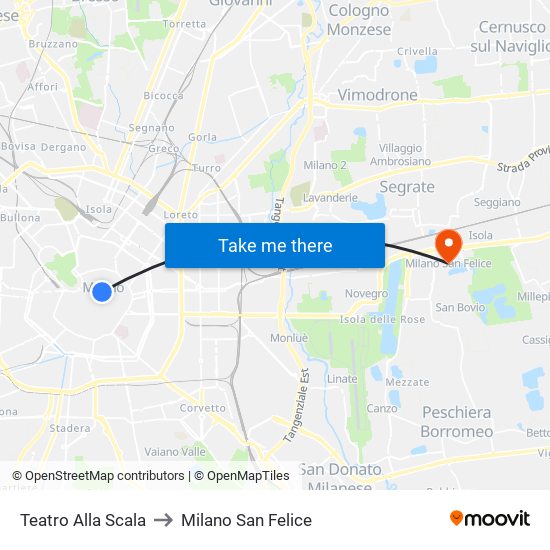 Teatro Alla Scala to Milano San Felice map