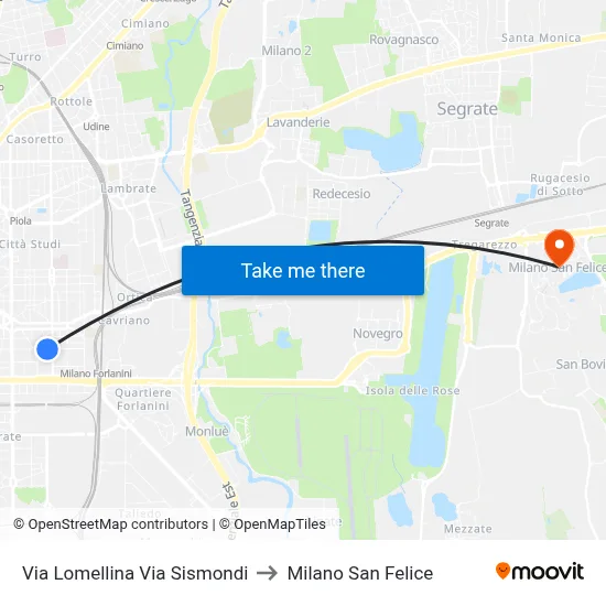 Via Lomellina Via Sismondi to Milano San Felice map
