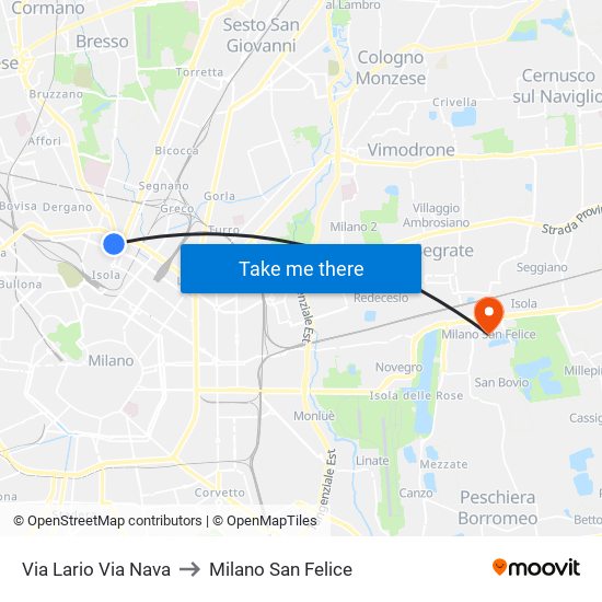 Via Lario Via Nava to Milano San Felice map