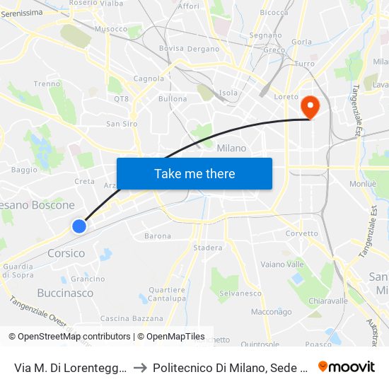 Via M. Di Lorenteggio Via Gonin to Politecnico Di Milano, Sede Milano Leonardo map