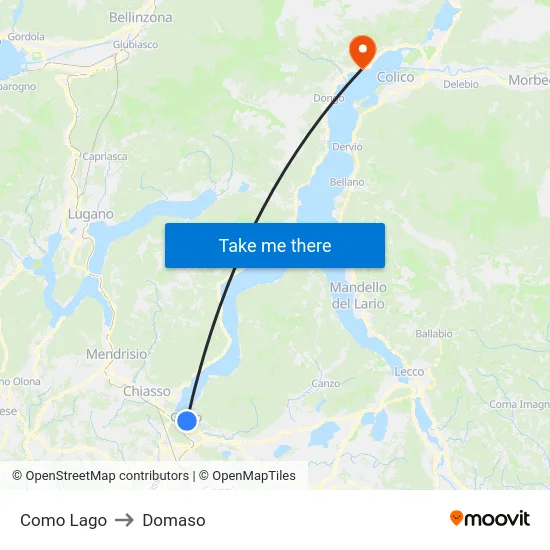 Como Lago to Domaso map