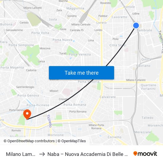 Milano Lambrate to Naba – Nuova Accademia Di Belle Arti Milano map