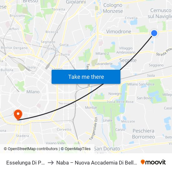 Esselunga Di Pioltello to Naba – Nuova Accademia Di Belle Arti Milano map