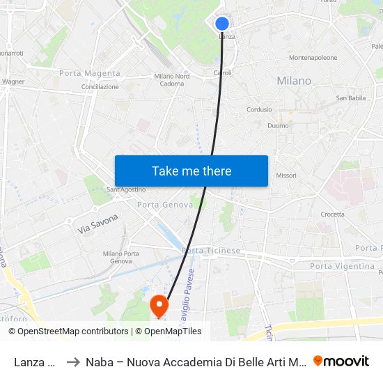 Lanza M2 to Naba – Nuova Accademia Di Belle Arti Milano map