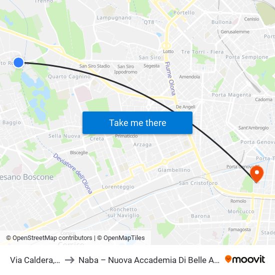 Via Caldera, 111 to Naba – Nuova Accademia Di Belle Arti Milano map