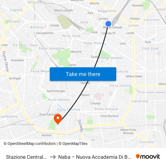 Stazione Centrale M2 M3 to Naba – Nuova Accademia Di Belle Arti Milano map