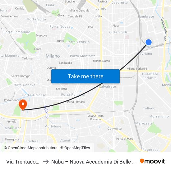 Via Trentacoste, 9 to Naba – Nuova Accademia Di Belle Arti Milano map