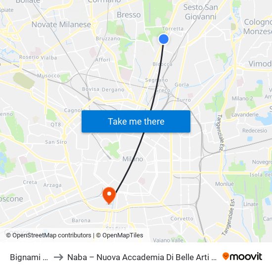 Bignami M5 to Naba – Nuova Accademia Di Belle Arti Milano map