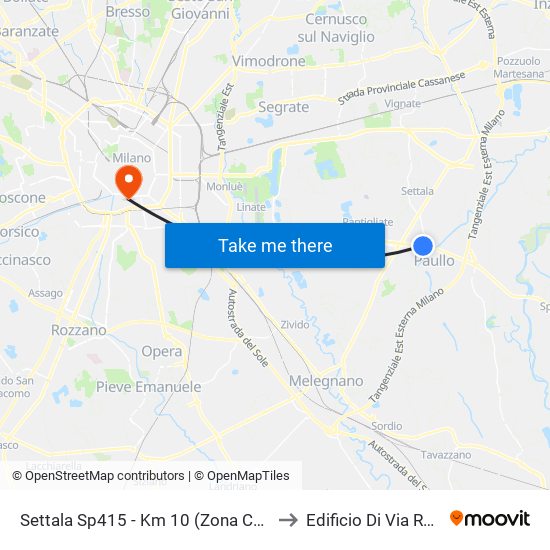 Settala Sp415 - Km 10 (Zona Commerciale) to Edificio Di Via Roentgen map