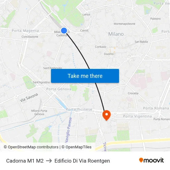 Cadorna M1 M2 to Roentgen Street Building map