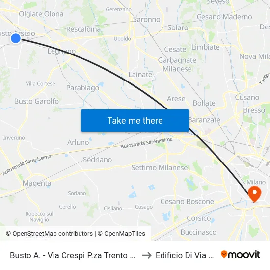 Busto A. - Crespi Street Trento and Trieste Square (Center) to Roentgen Street Building map