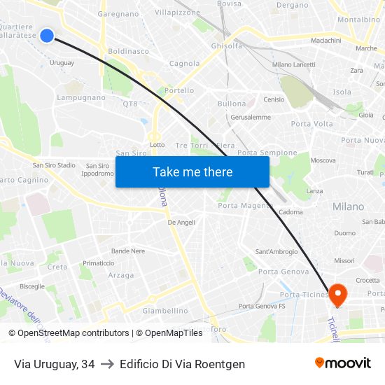 Via Uruguay, 34 to Edificio Di Via Roentgen map