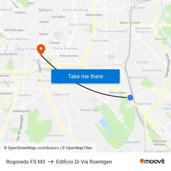 Rogoredo Railway Station M3 to Roentgen Street Building map